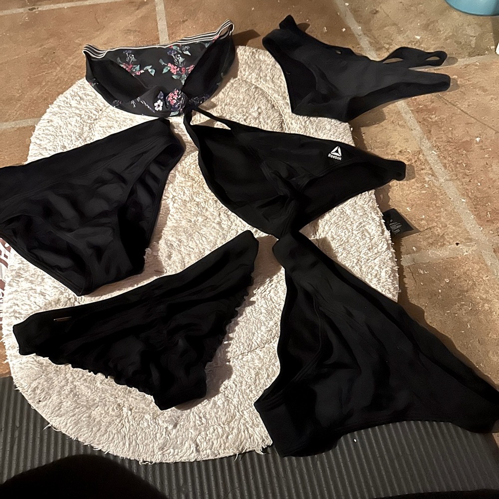 Black bikini bundle; 5 tops and 10 bottoms